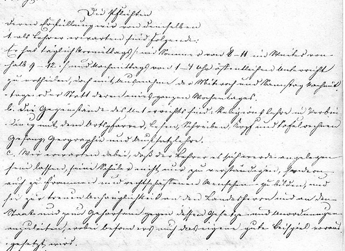 Berufsbrief der lehrers Gottfried Krapp 1834, die Pflichten als Lehrer